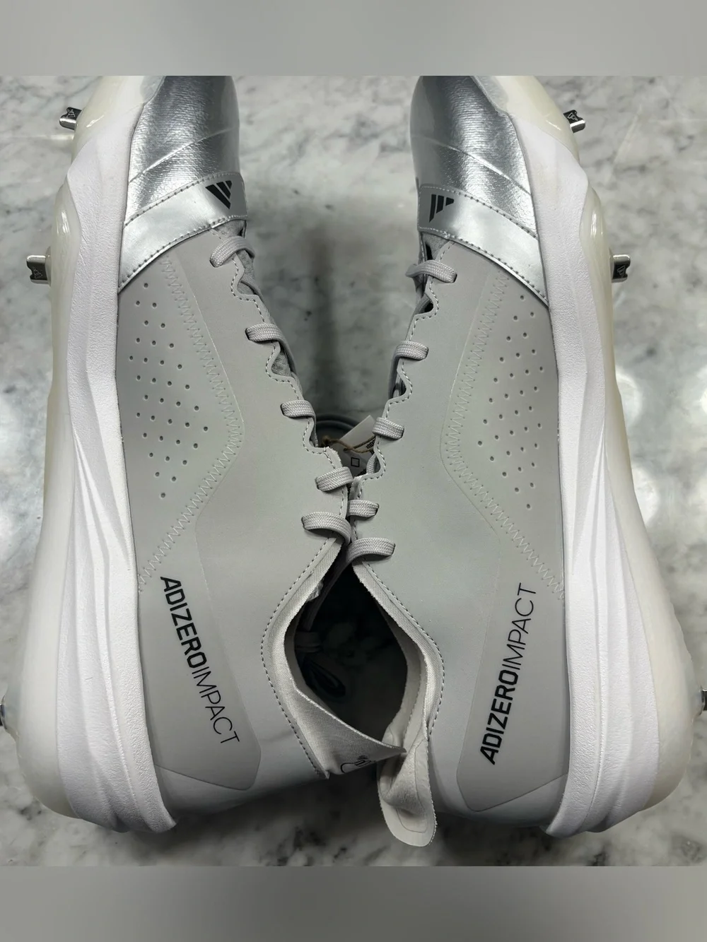 adidas Men's adizero Impact Baseball Metal Cleats Size 16 Metallic Silver