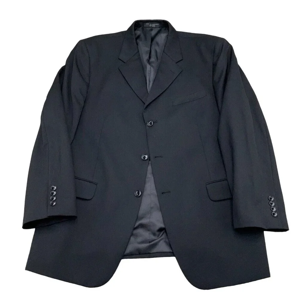 JNY Jones New York Blazer‎ Men 43R Black Classic Career Wool Suit Jacket VTG