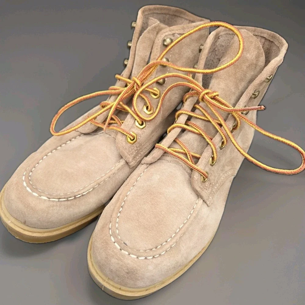 Vintage Wolverine 3350 Moc Toe Boots Mens Size 7 E Wide Roughout Suede USA Made