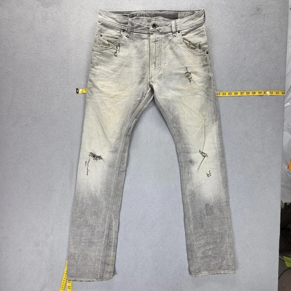 Diesel Jeans Mens 29x32 Gray Krooley Regular Slim Carrot Made In Italy 008X9