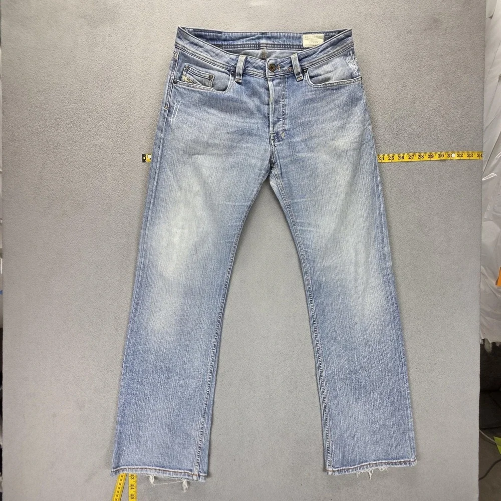 Diesel Jeans Mens 31x32 Blue Levan Relaxed Straight Made in Italy Stretch 0086N