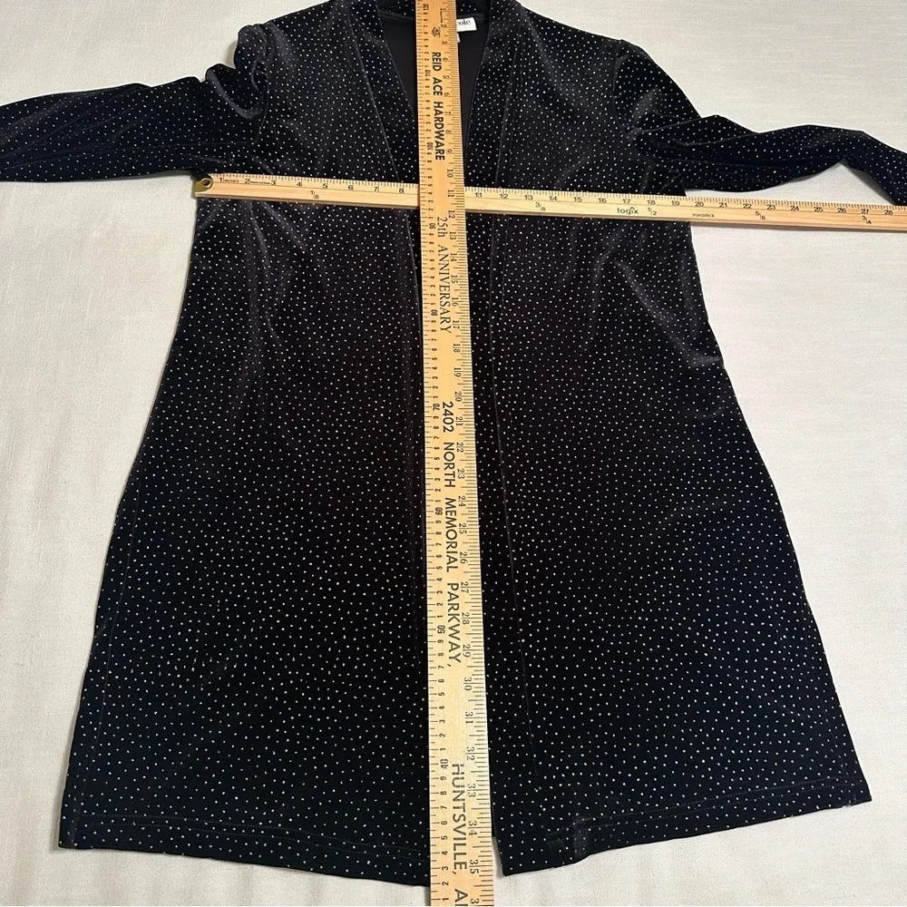 Vtg Ronni Nicole Jacket Womens 12 Black Velvet Open Duster Long Sleeve Studded
