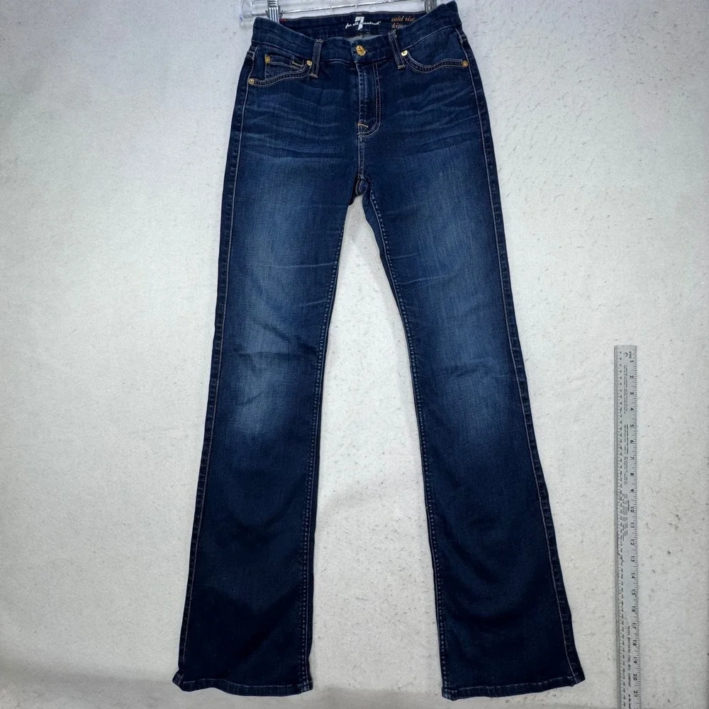 7 For All Mankind Kimmie Bootcut Jeans Womens 28 Dark Mid Rise Stretch Denim