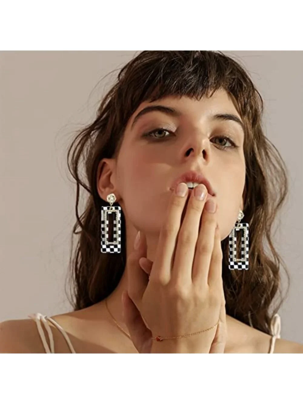 Vintage 60s 70s Acrylic Dangle Drop Earrings Resin Geometry Stud for Women