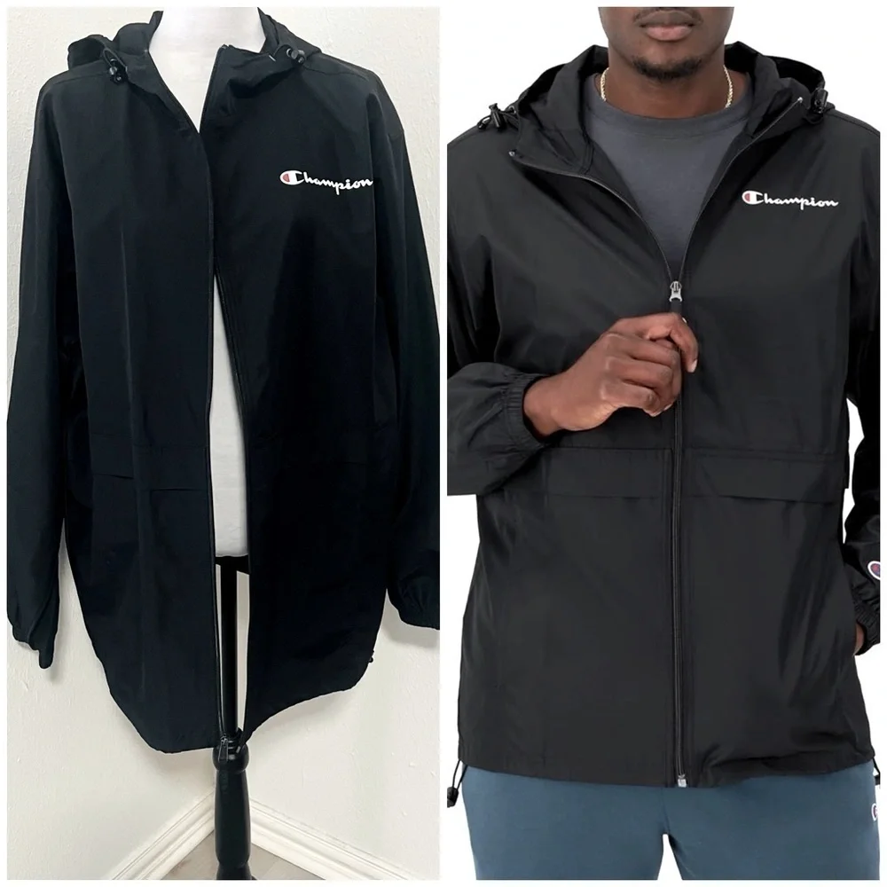 CHAMPION Large Stadium Full-Zip Jacket, Script Logo Water Resistant NWOT Outdoor