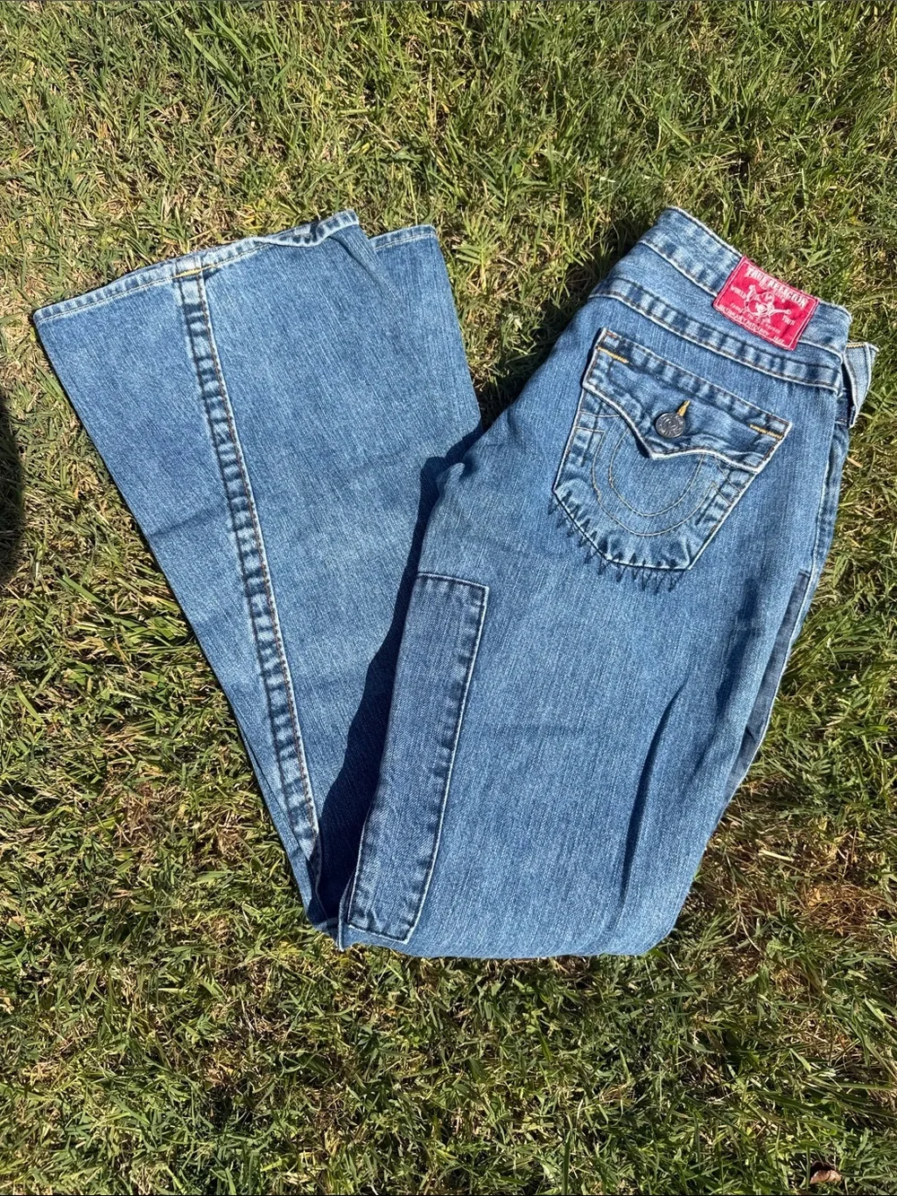 True Religion Blue Women's Jeans with patch Pocket Detail