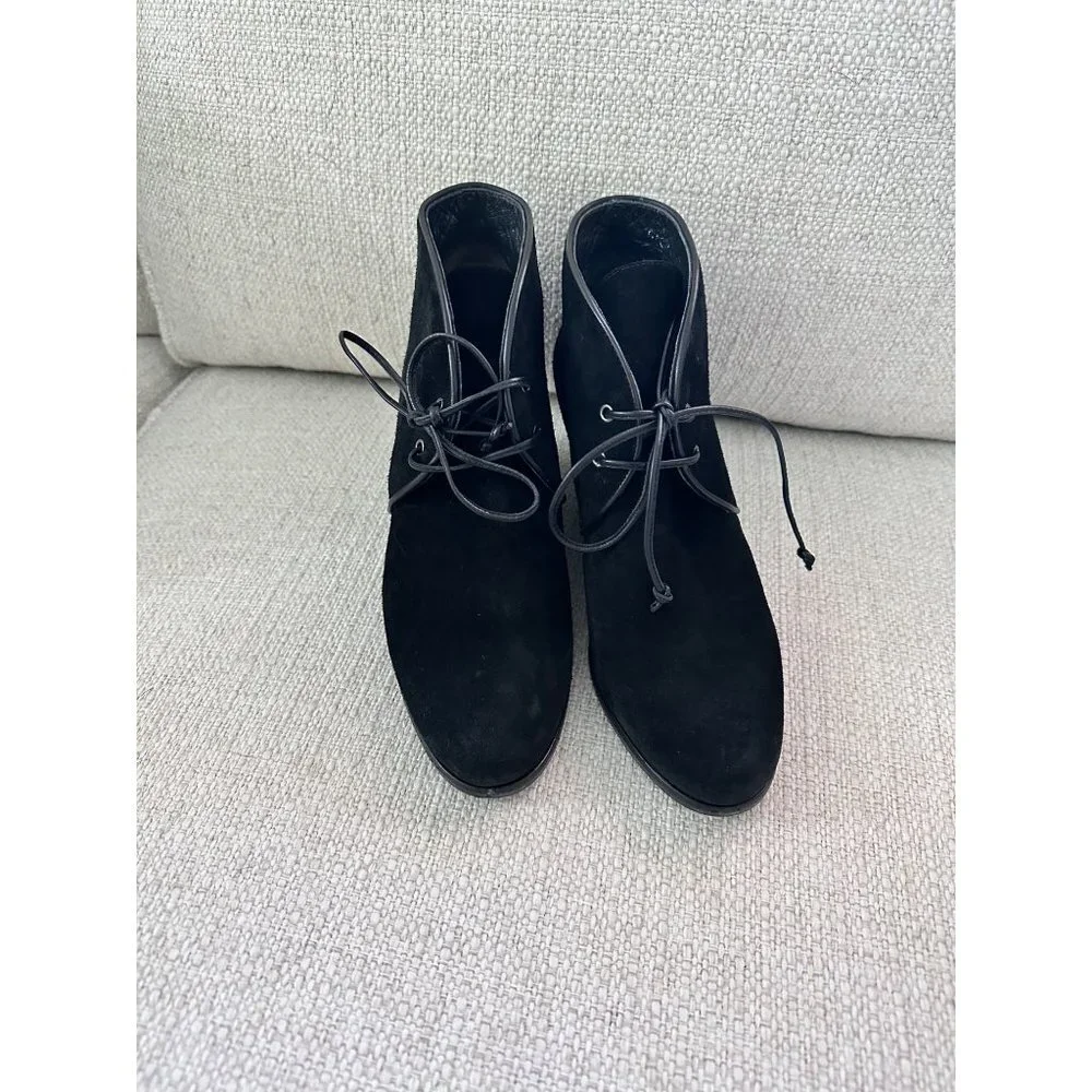 Stuart Weitzman Women's Black Suede‎ Ankle Booties Side 7.1/2 M