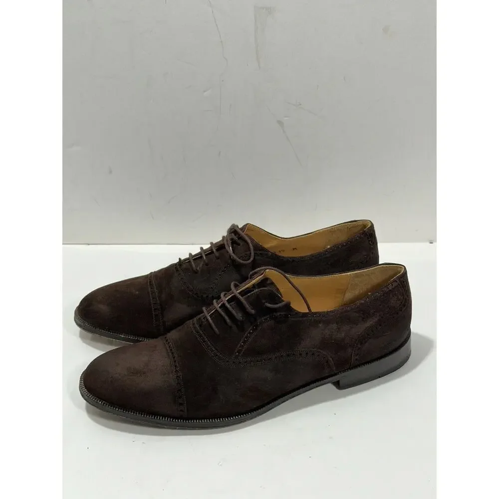 Mezlan Ravenna Brown Suede Oxford Dress Shoes US‎ 10 M Made In Spain Luxurious