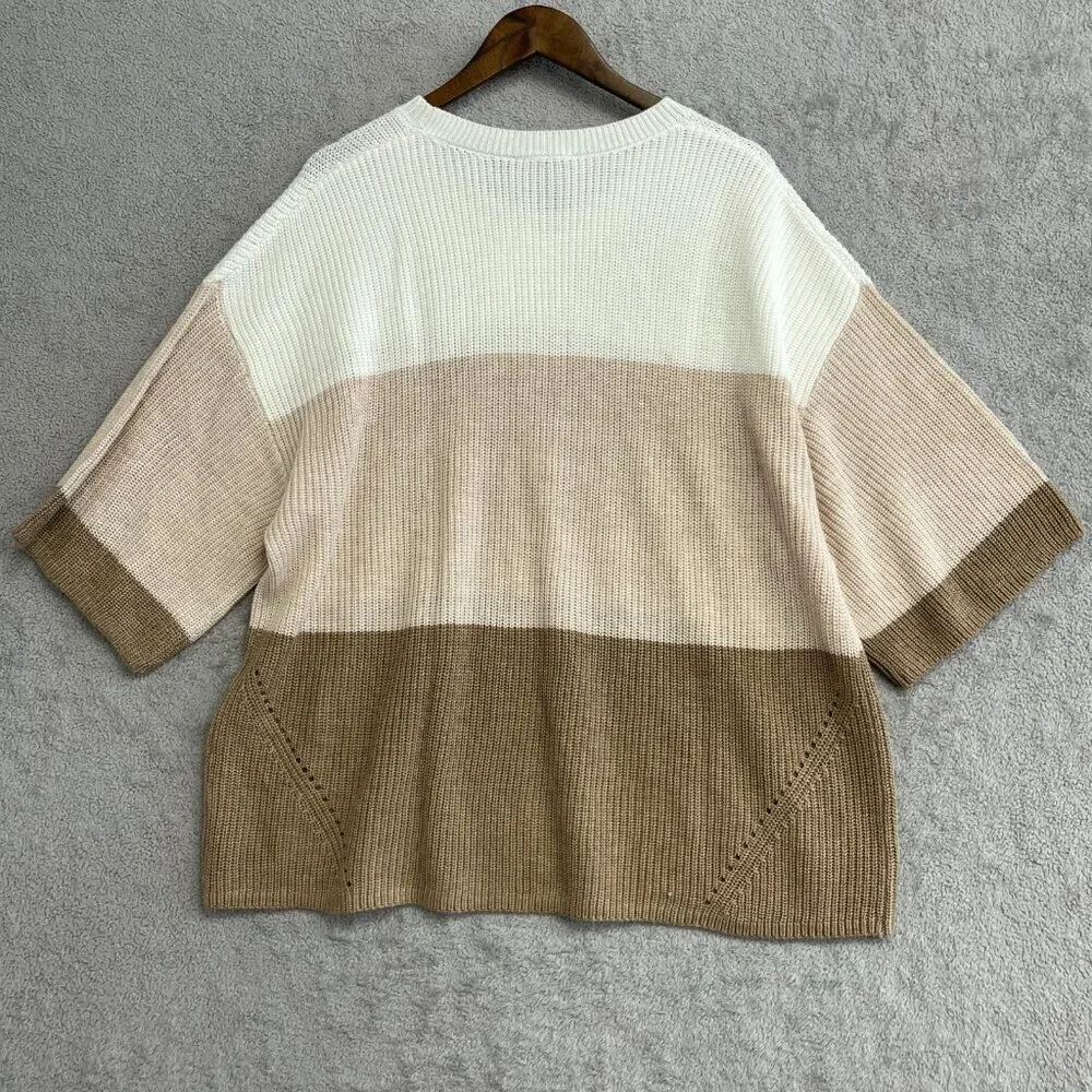 NEW Matty M Women's XXL Colorblock  Polyester Knit Sweater Crewneck Half Sleeve