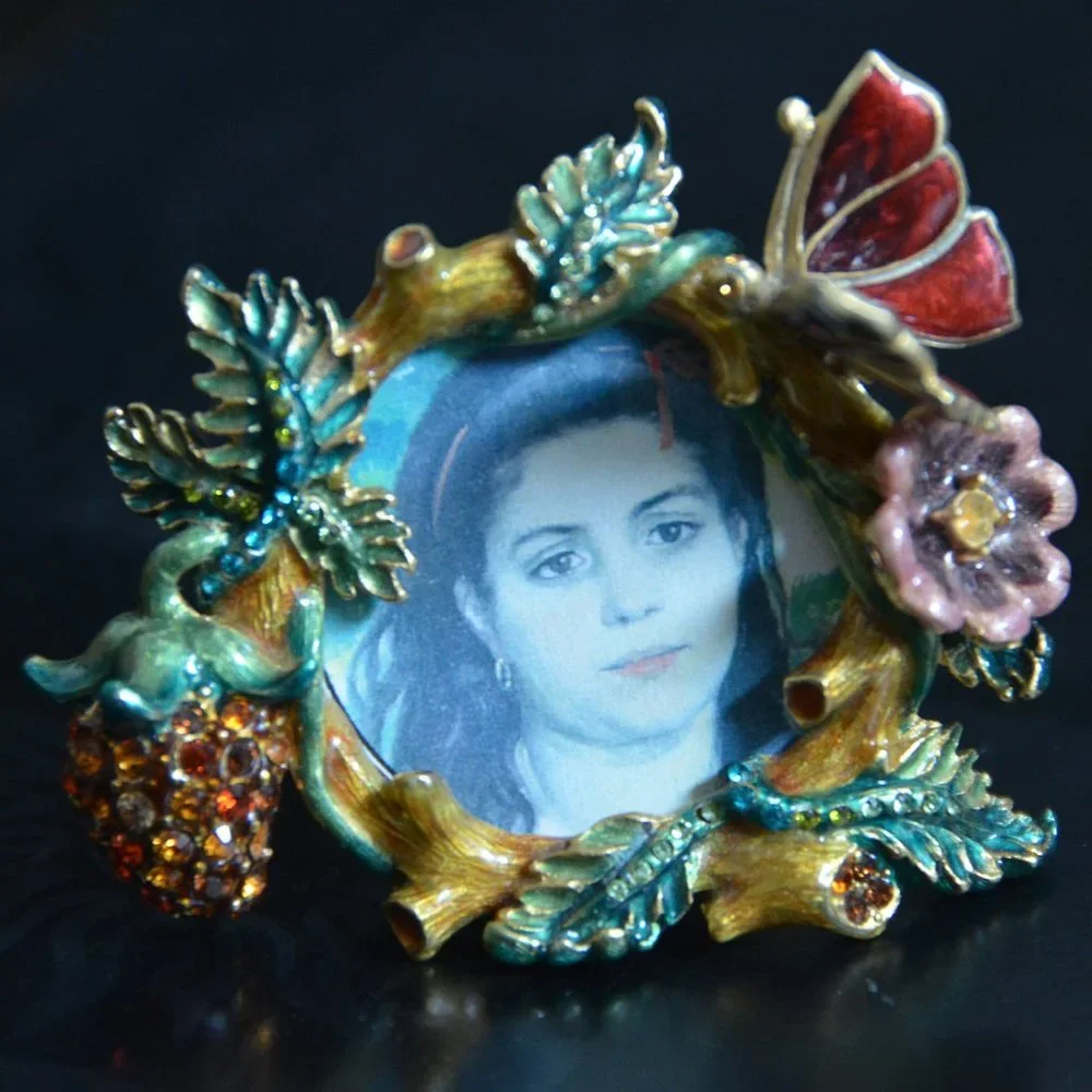 RETIRED JAY STRONGWATER FLORAL FLOWER BUTTERFLY STRAWBERRY CRYSTAL ENAMEL FRAME