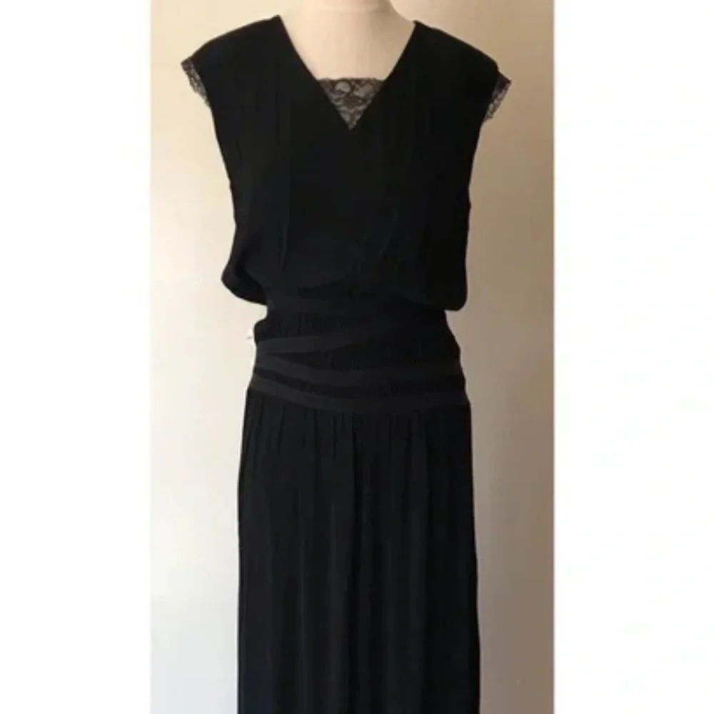Maje Maxi Dress Robe Longue France Elastic Shoulder Pad Lace MIDI 2 Medium