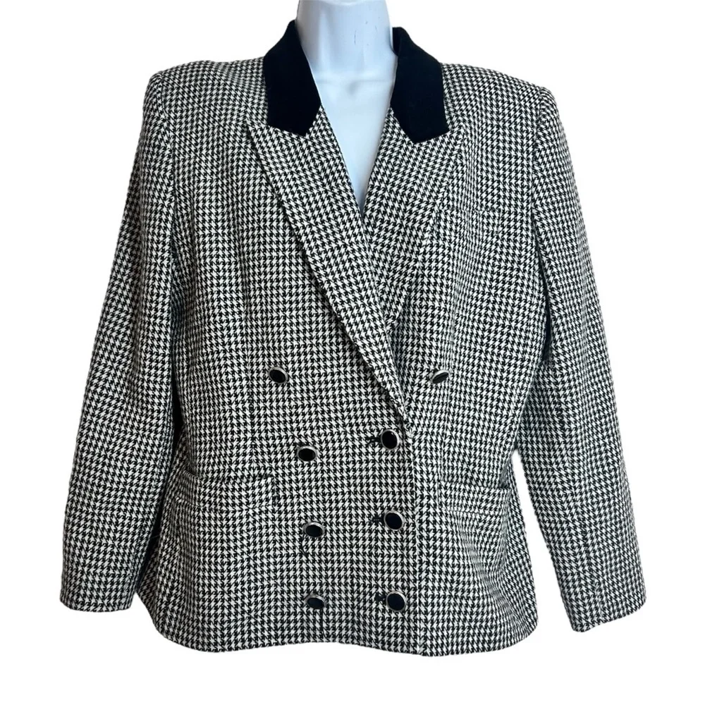 Lord & Taylor Vintage Houndstooth Blazer Sizr 12 P