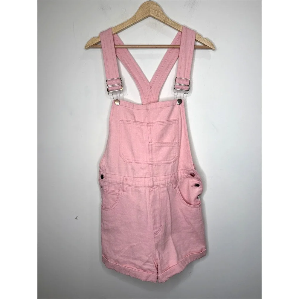 Denim Shortalls Overalls Pink Denim Jean Western Country Rodeo Girlie Women's S