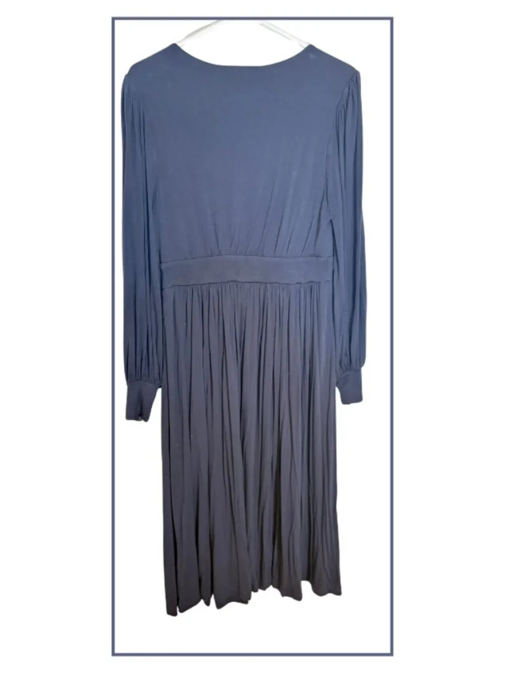 Boden Long Sleeve Pleated Jersey Midi Dress | Navy |‎ US 8R