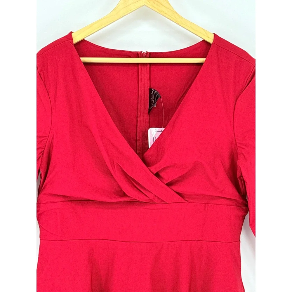 Pinup Couture Monica Dress Womens 2X Red Vintage Inspired‎ Swing Pockets NEW