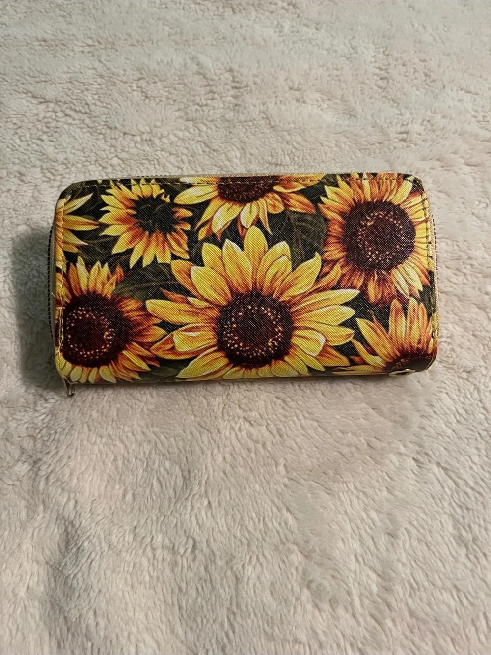 Sunflower Double-Zip Wallet - Yellow Floral