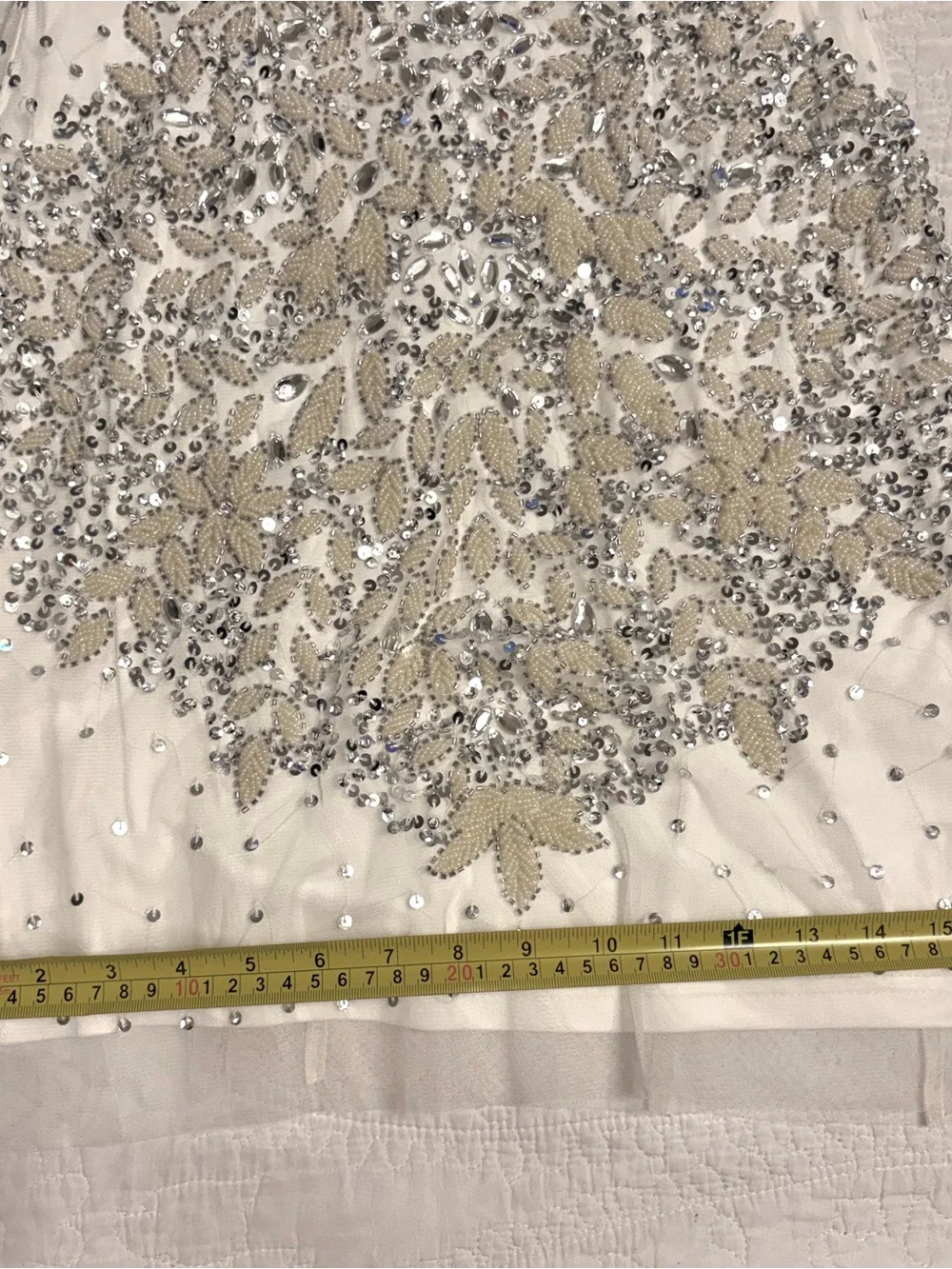 Adrianna Papell Embellished White Beaded  Cocktail Dress sz 2