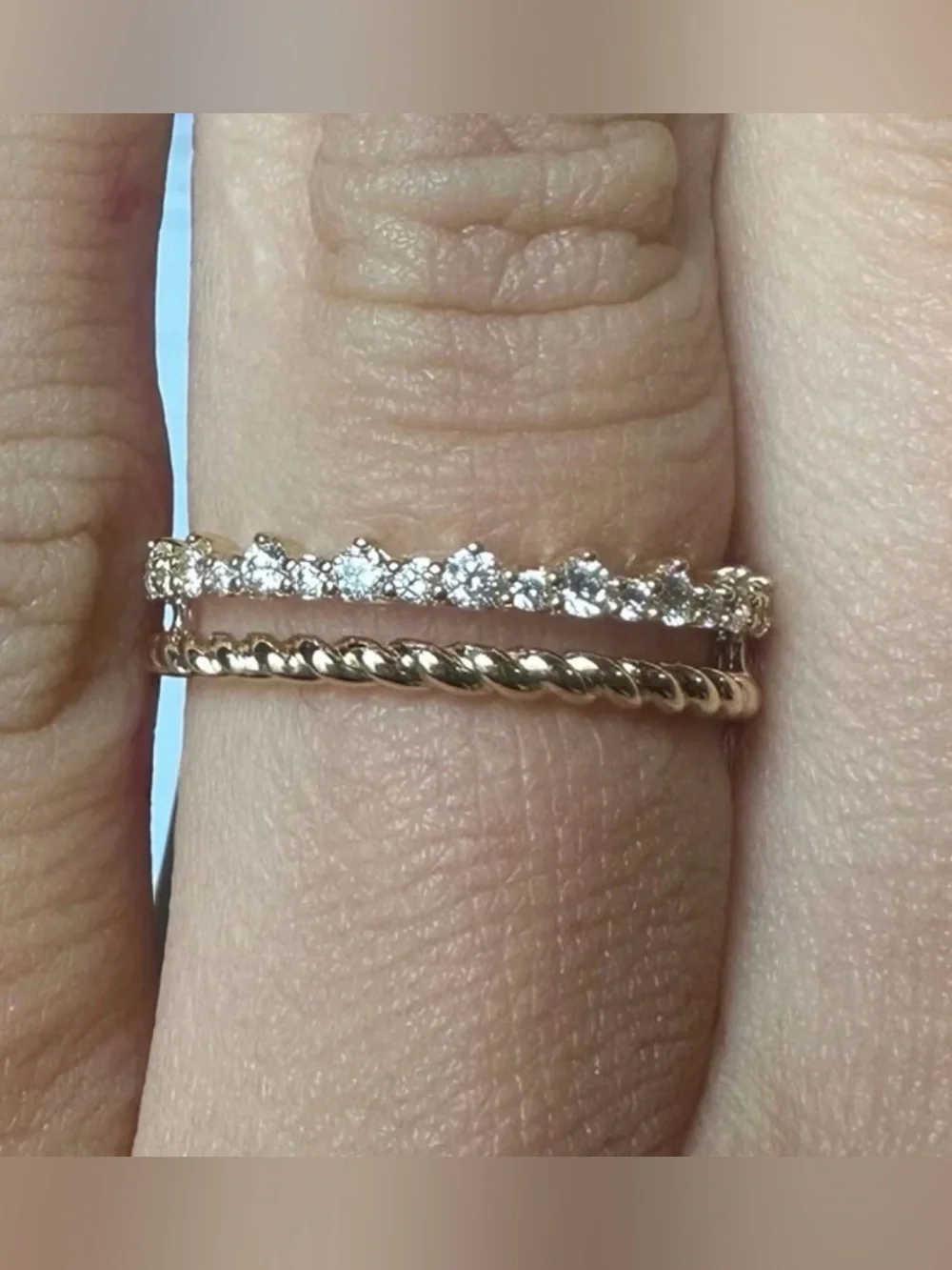 Roman & Jules 14K Yellow Gold 0.22ct Diamond Split  Double Band Ring Size 5.5