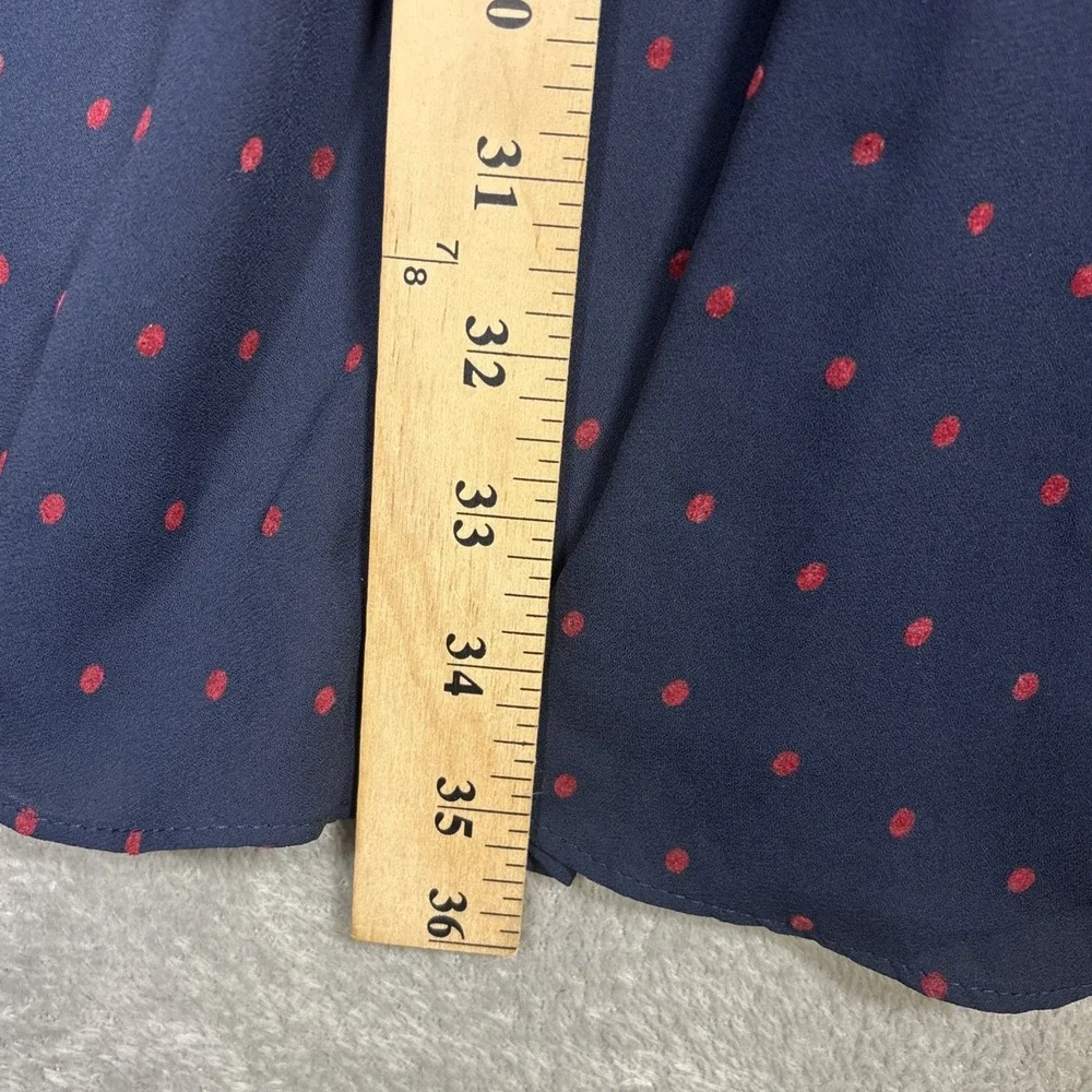 Ann Taylor Red Polka Dot Navy Seamed‎ V-neck Fit Flare Dress Size 2