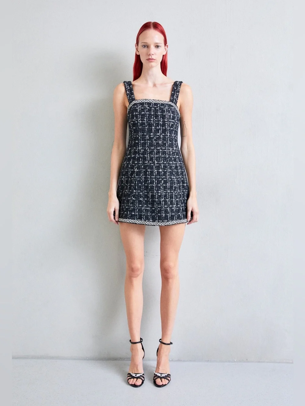 NWT $595 Alice + Olivia Liran Embellished Tweed Minidress In Black