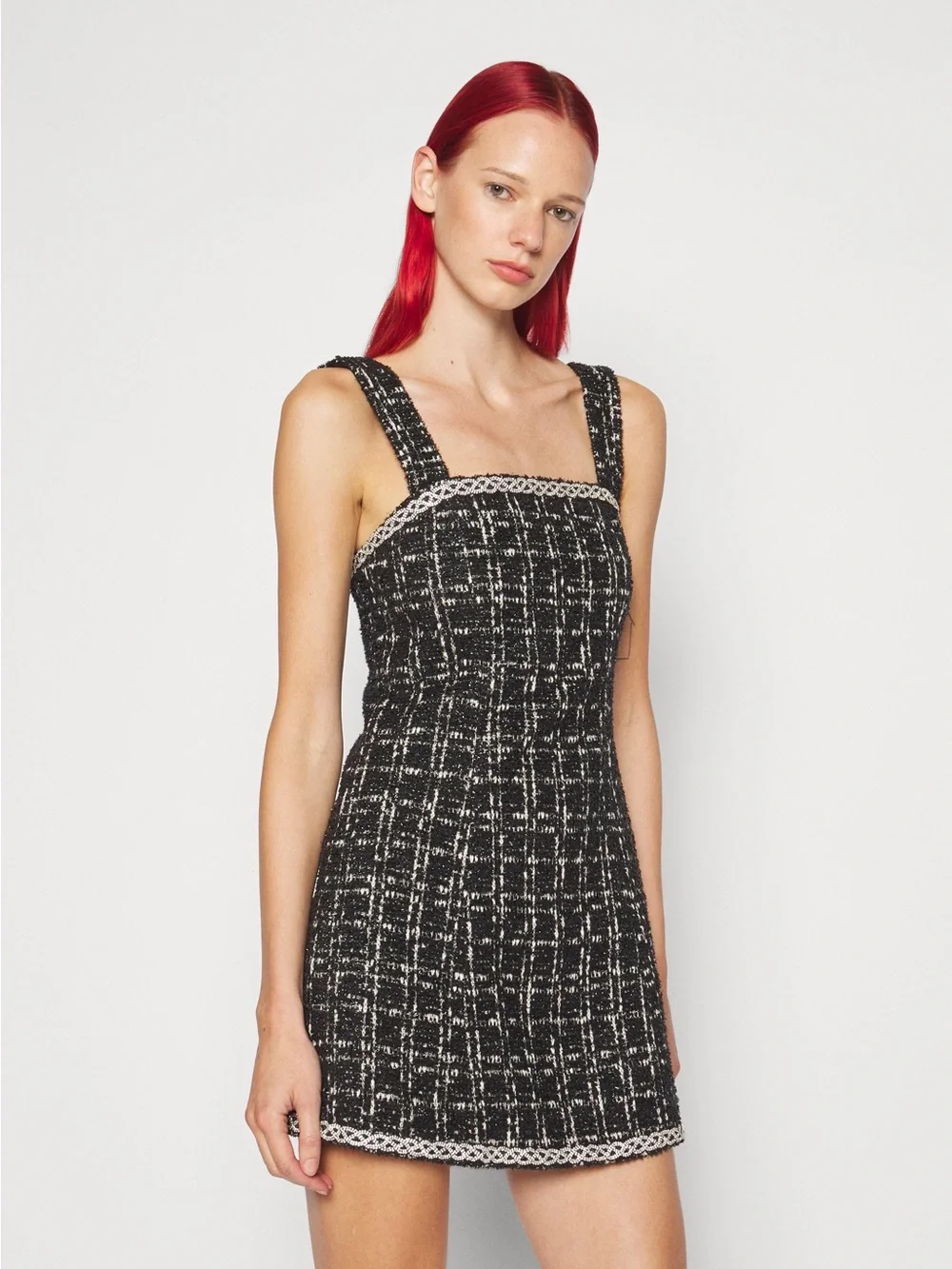 NWT $595 Alice + Olivia Liran Embellished Tweed Minidress In Black