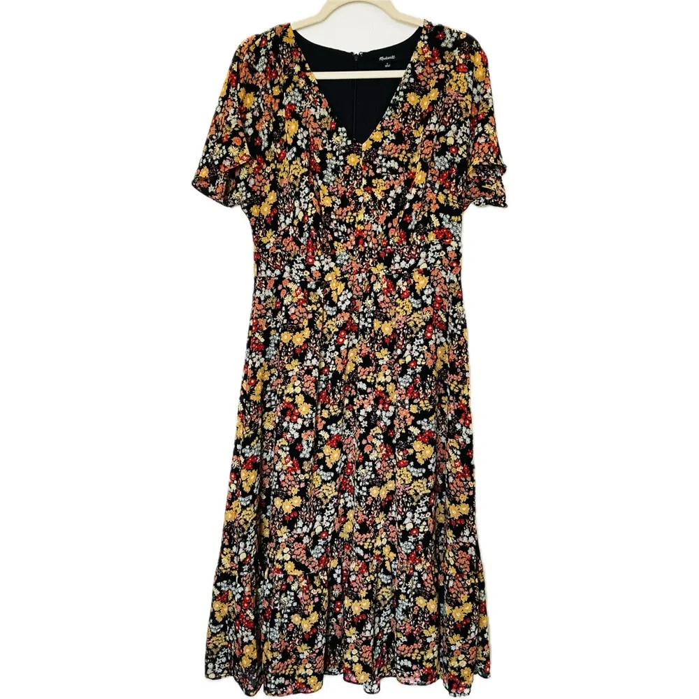 Madewell Black Floral Maxi Dress Size 6