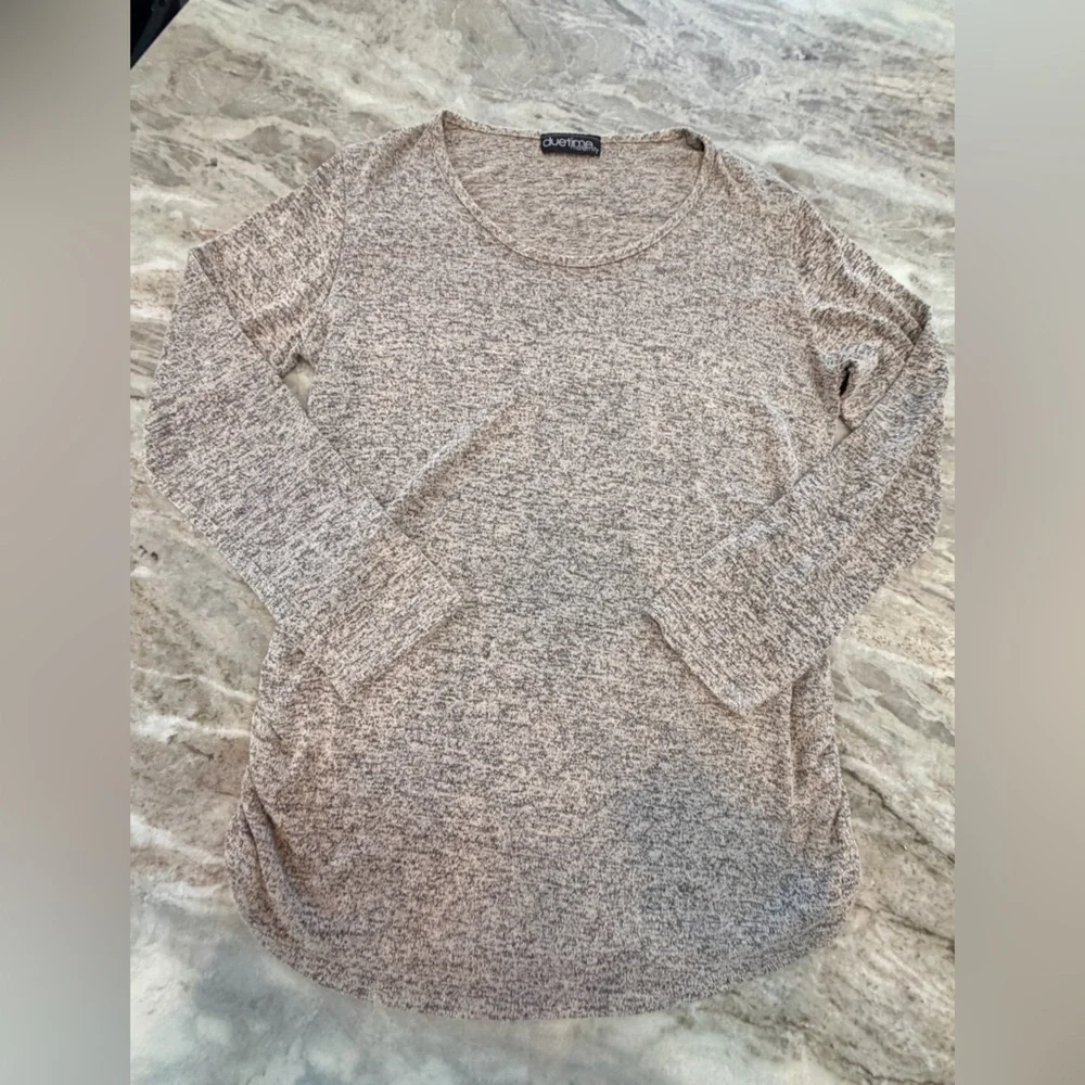 Due Time Maternity Heathered Taupe Knit Pullover Sweater XL