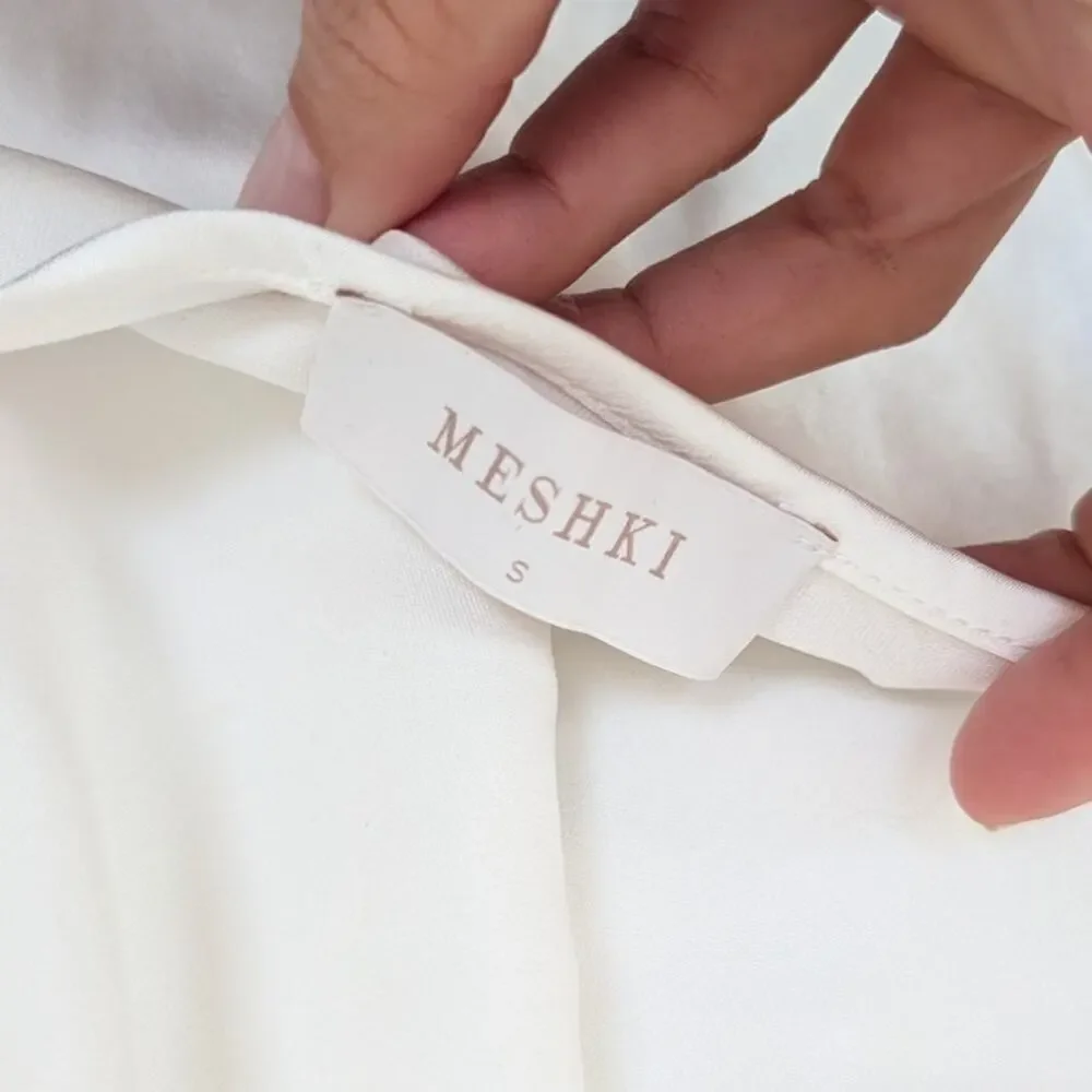 Meshki Laura Halter Satin Gown Maxi Dress S White Sleeveless Long
