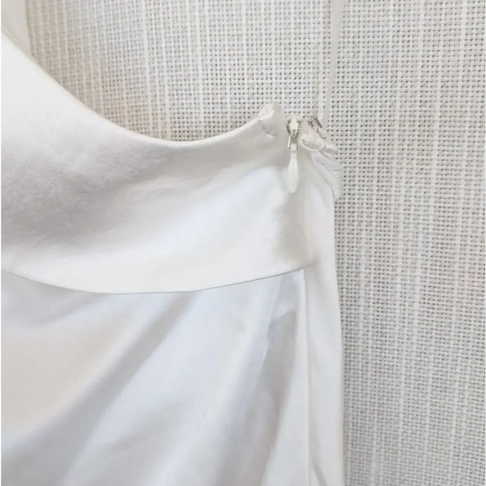 Meshki Laura Halter Satin Gown Maxi Dress S White Sleeveless Long