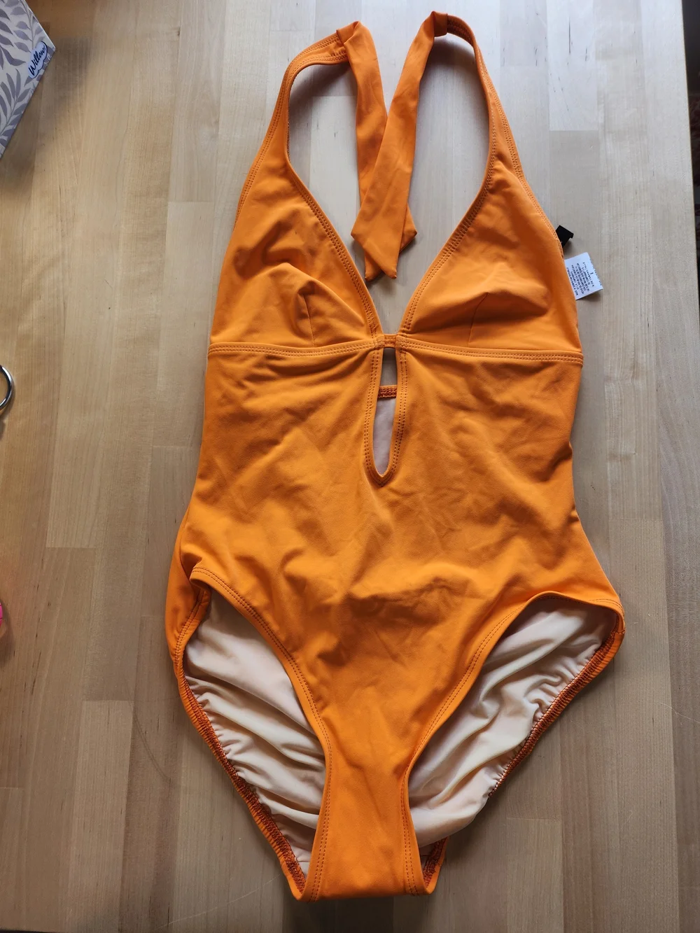 DKNY NWT Tangerine Halter One-Piece Swimsuit with Front Keyhole Sz 8
