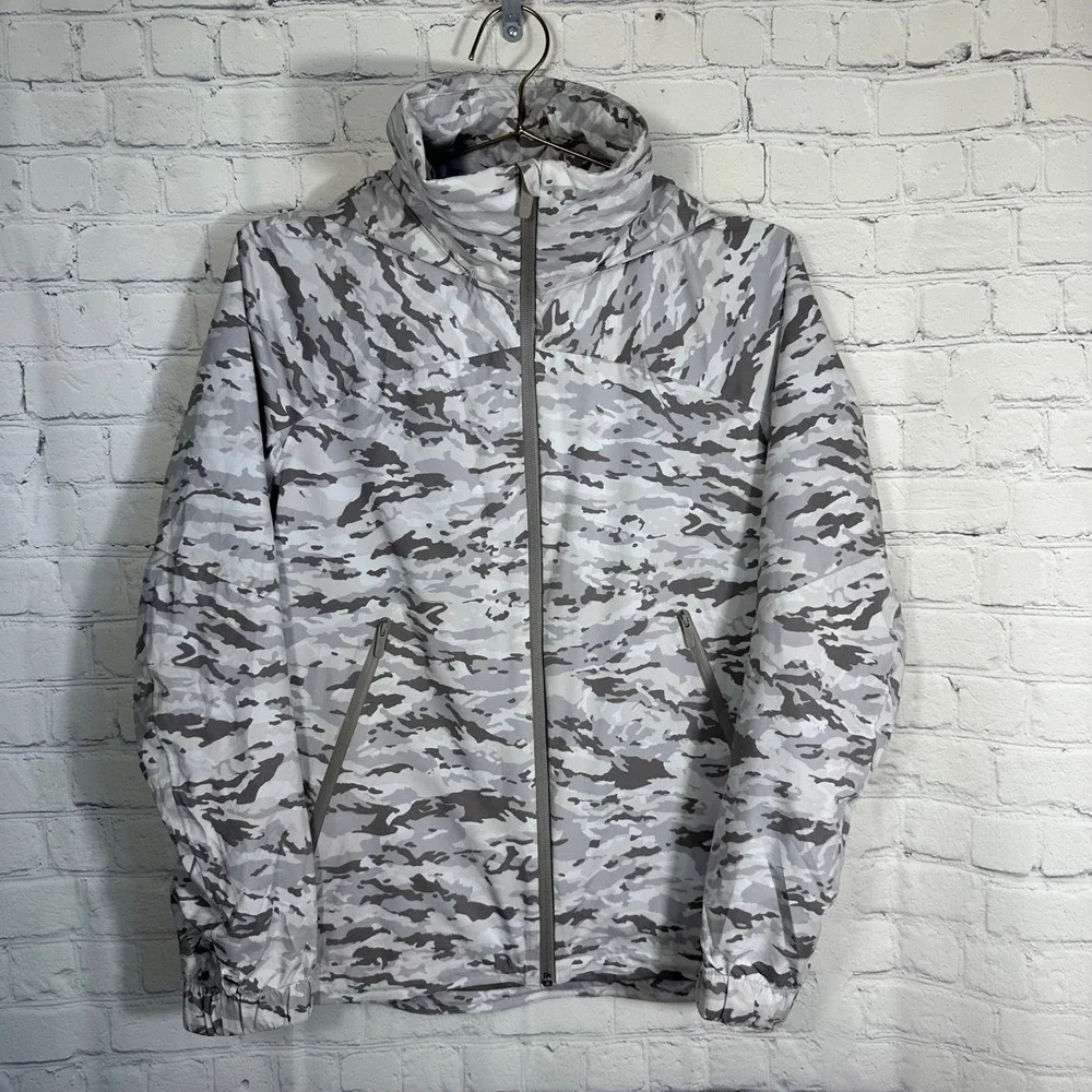 Lululemon Here to Move Windbreaker Jacket 6 Camo Grey Full Zip Hood FLAW