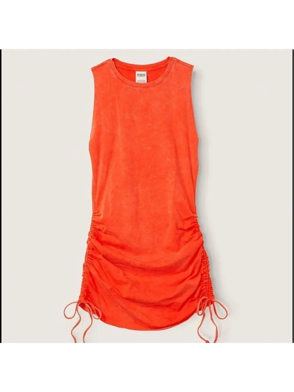 PINK RUCHED SIDE TANK DRESS