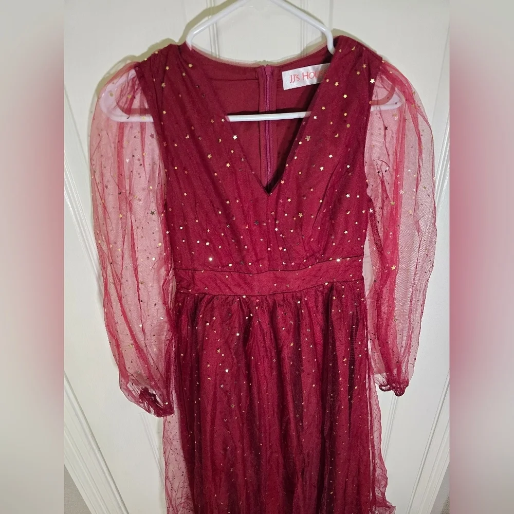 NWT JJs House Womens Sparkle Star Red Special Occasion Cocktail Dress Small