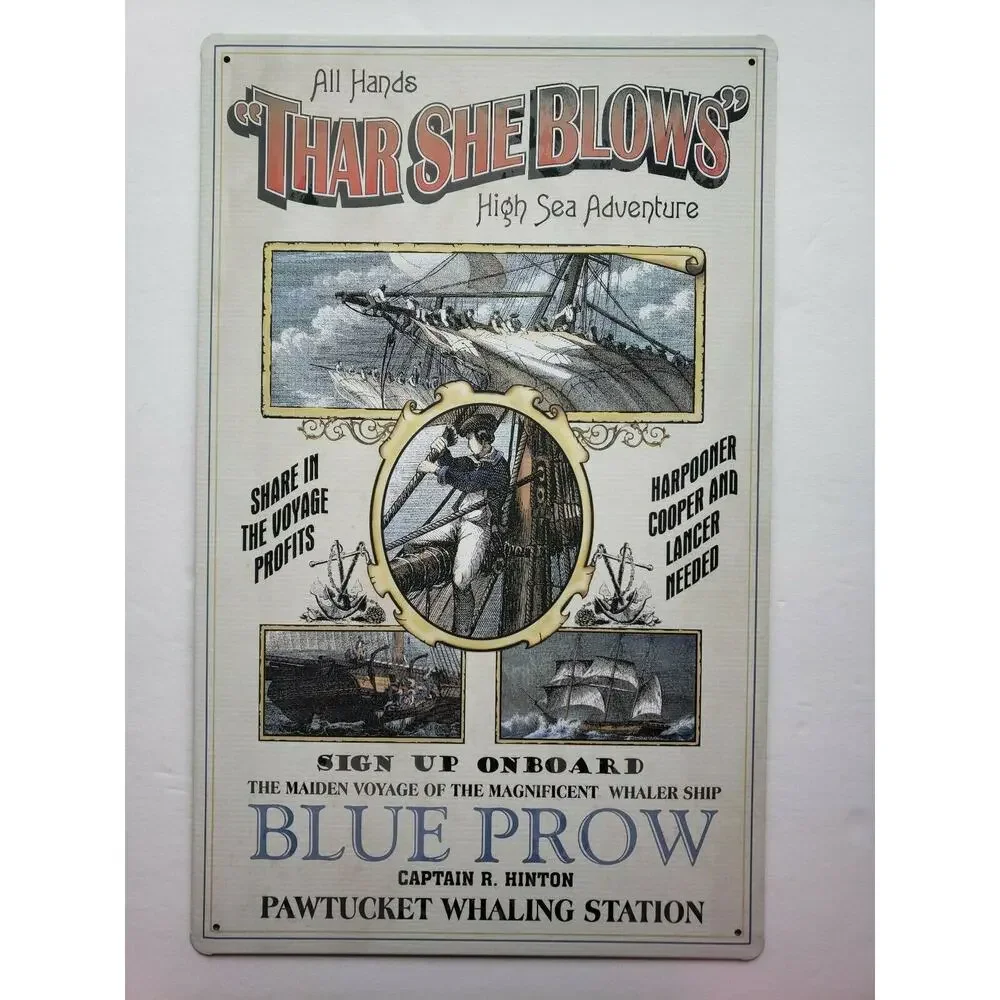 Thar She Blows Blue Prow 16 x10 Ohio Wholesale‎ Inc.Rustic Metal Signs 27414