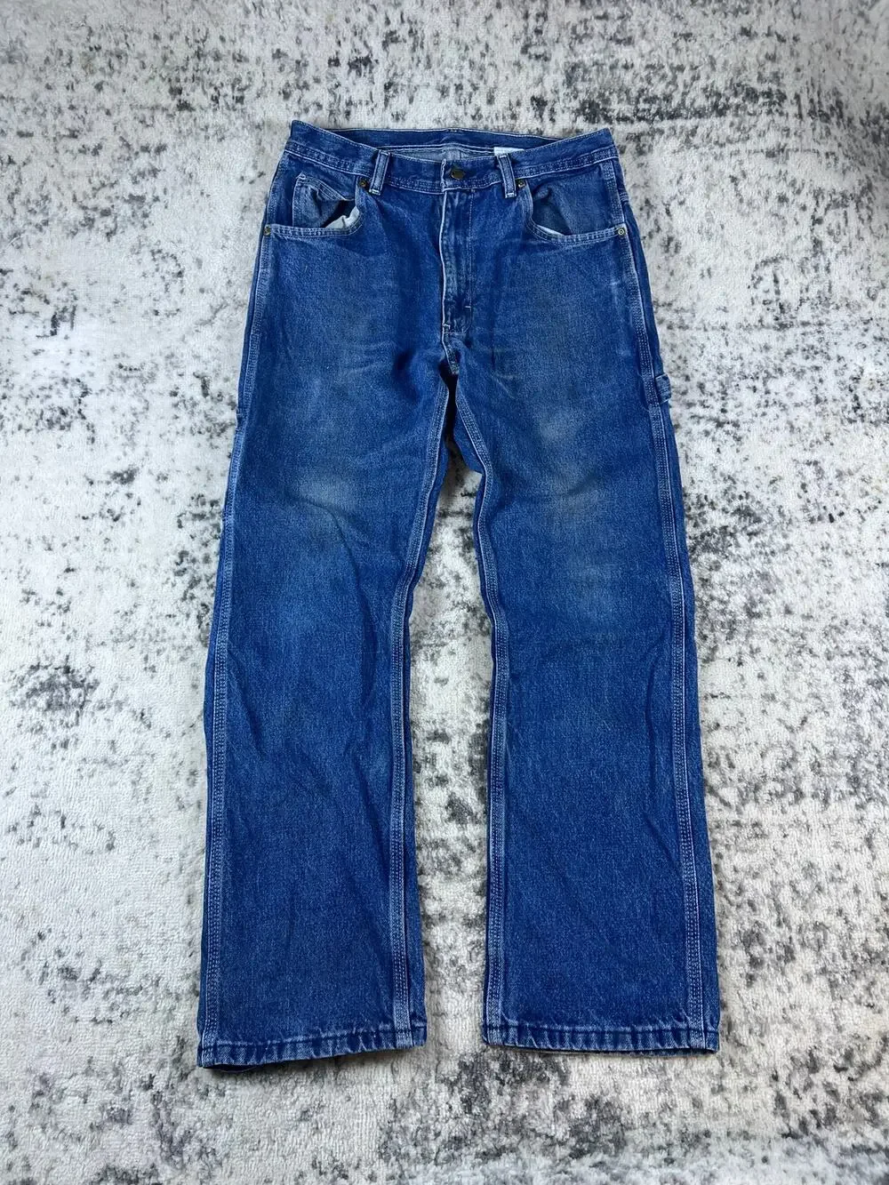 Key Carpenter Jeans Mens 32x32 Blue Medium Wash Workwear Utility Hammer Loop