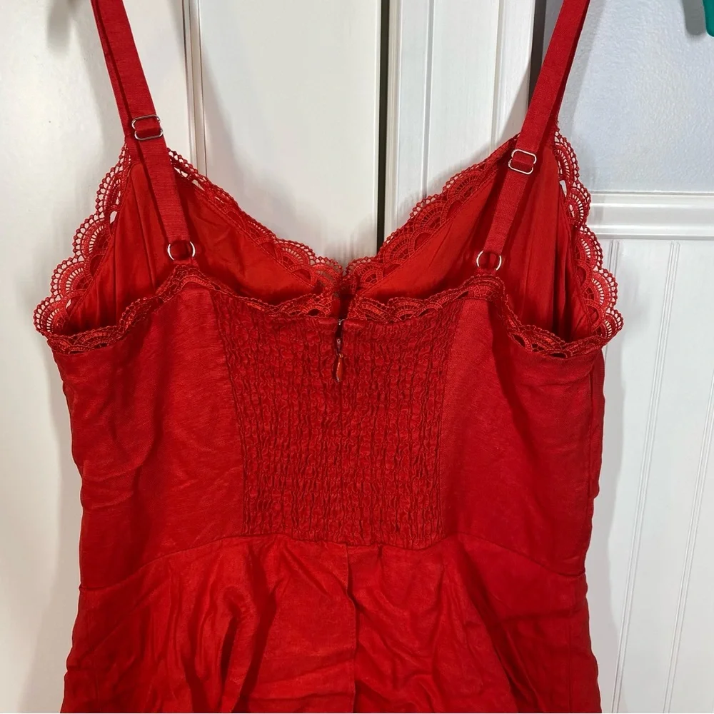 Marchesa Notte Tiered Lace Trim Midi Dress Size 0 Red Glam Holiday Event Wedding