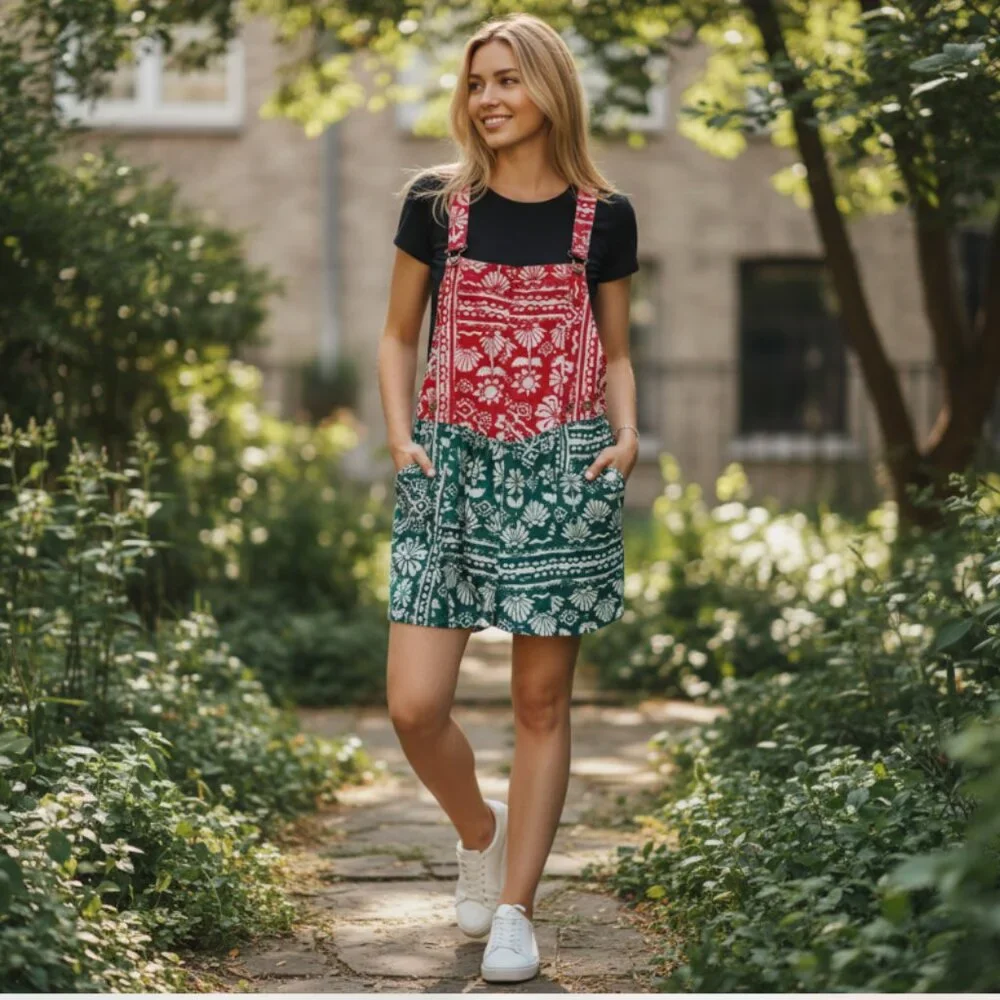 NEW  Free People Women's Red Palm Bay Printed Shortalls
