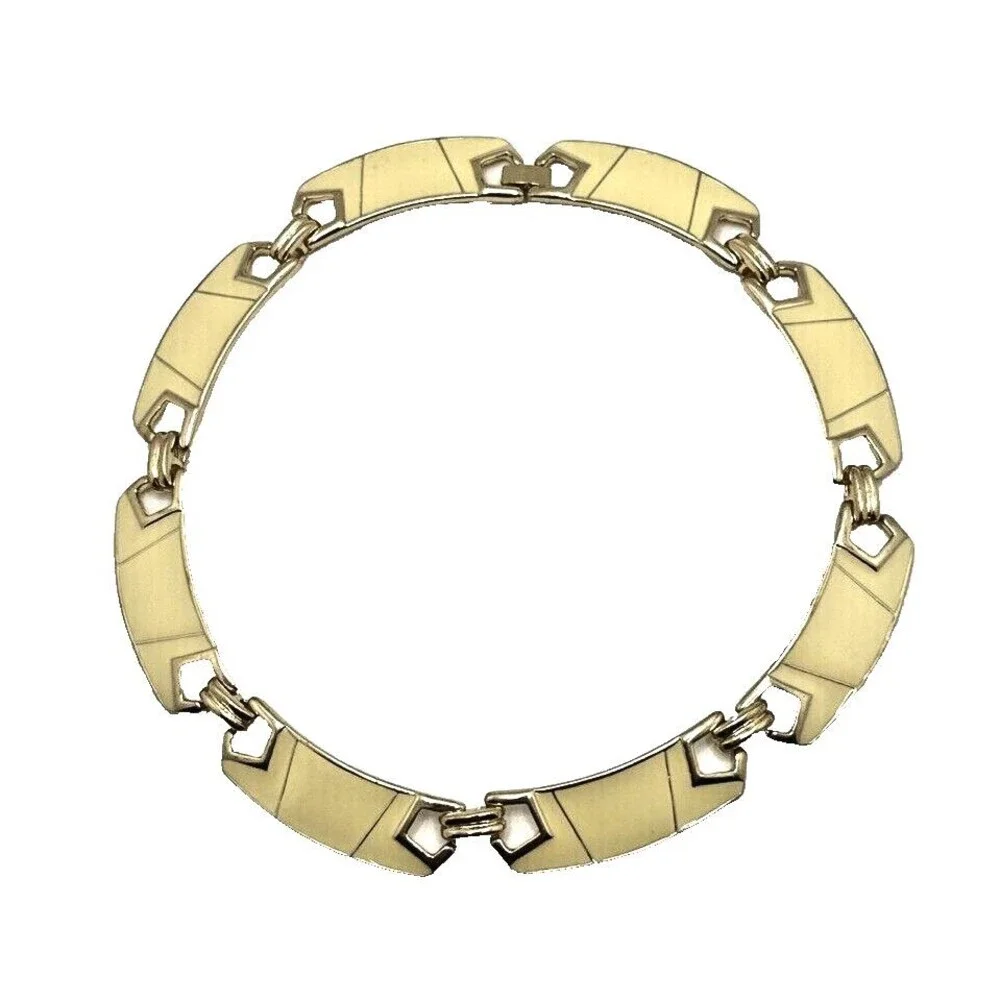 Vintage Marlyn Schiff Enamel Choker Necklace Ivory Gold Tone Statement Collar