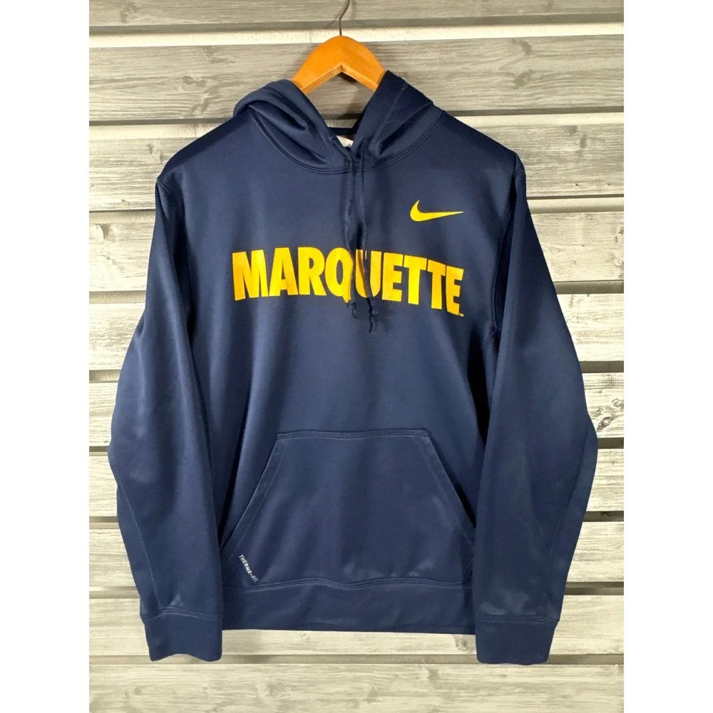 Nike Marquette Golden Eagles Therma-FIT Navy Blue Hoodie Mens Small Sweatshirt