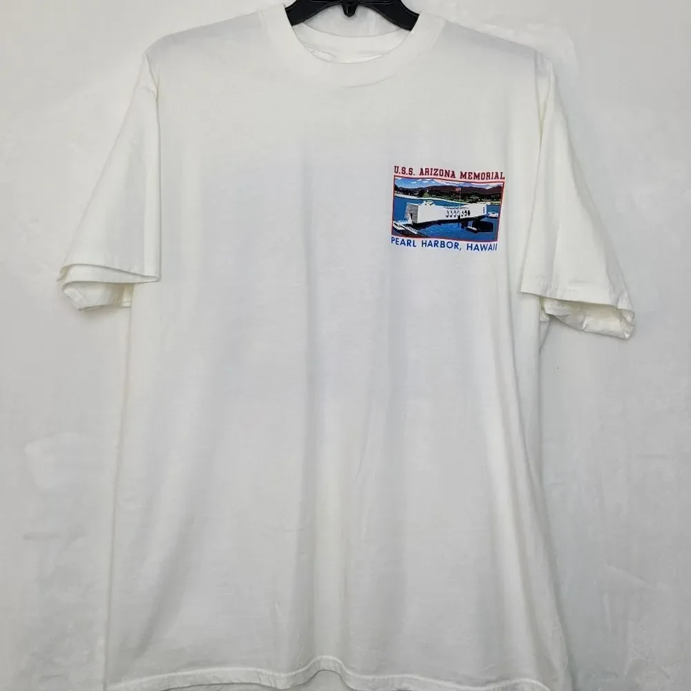 Vintage 1991 U.S.S. Arizona Pearl Harbor Memorial Puff Print T‎ Shirt Size XL