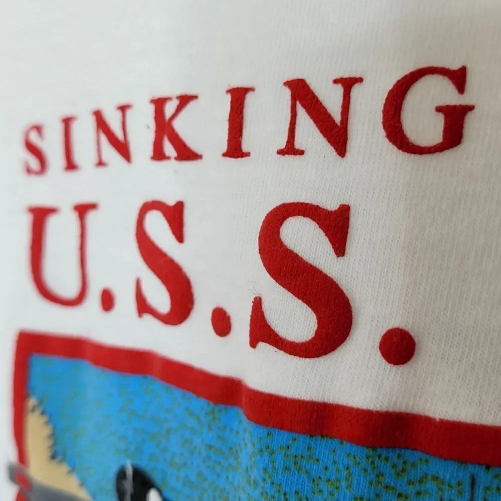 Vintage 1991 U.S.S. Arizona Pearl Harbor Memorial Puff Print T‎ Shirt Size XL