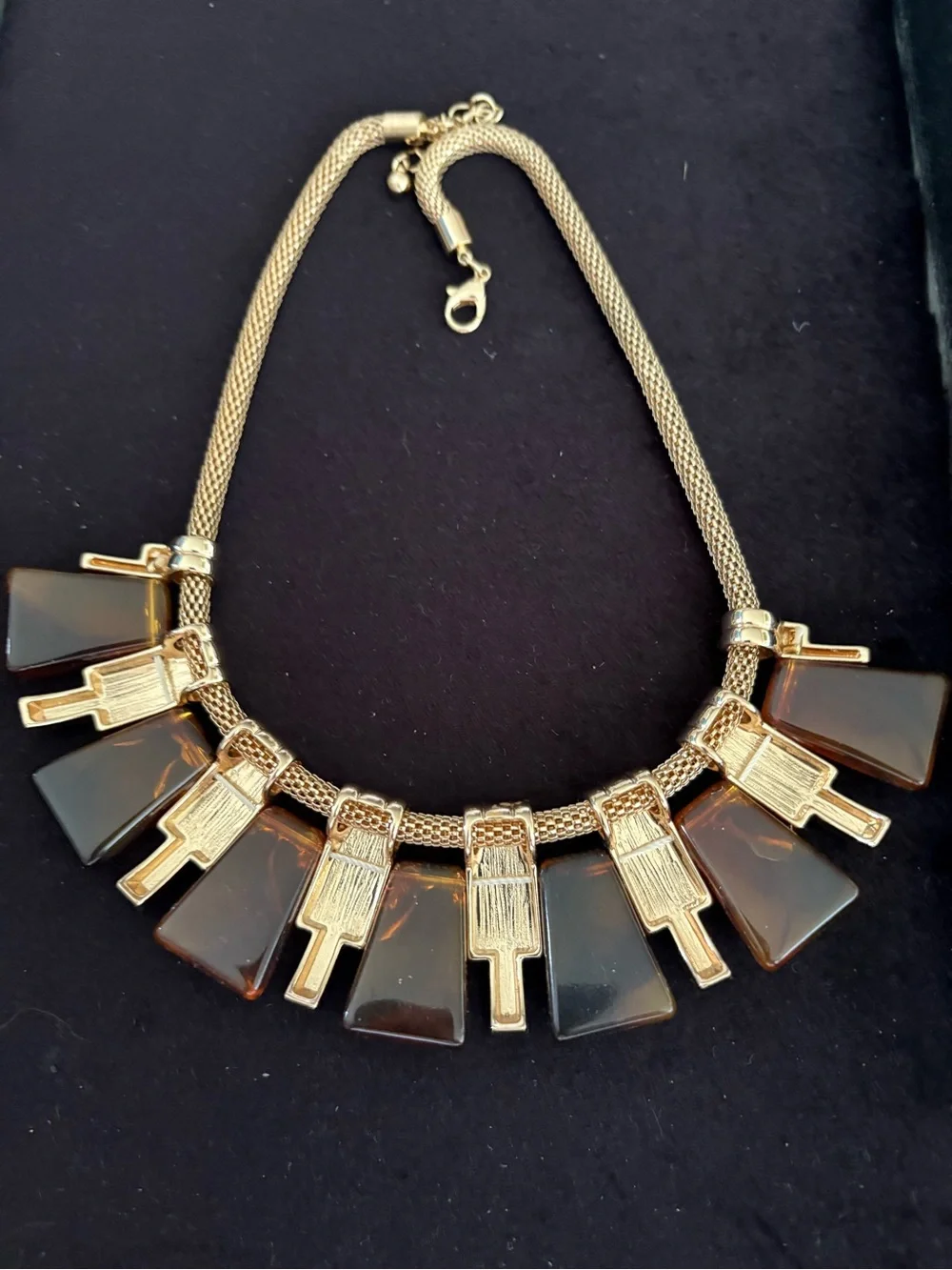 Vintage 80’s-90’s Forever 21 Gold and Brown “Tortoise”Resin Statement Necklace