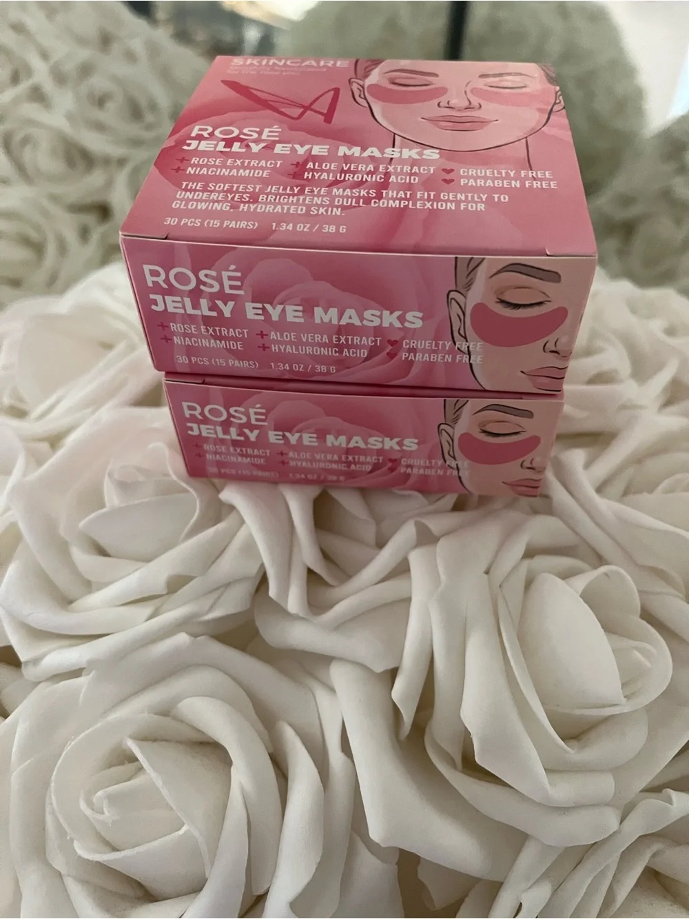 Rosé Jelly Eye Masks - Hydrating hyaluronic acid Under-Eye Patches