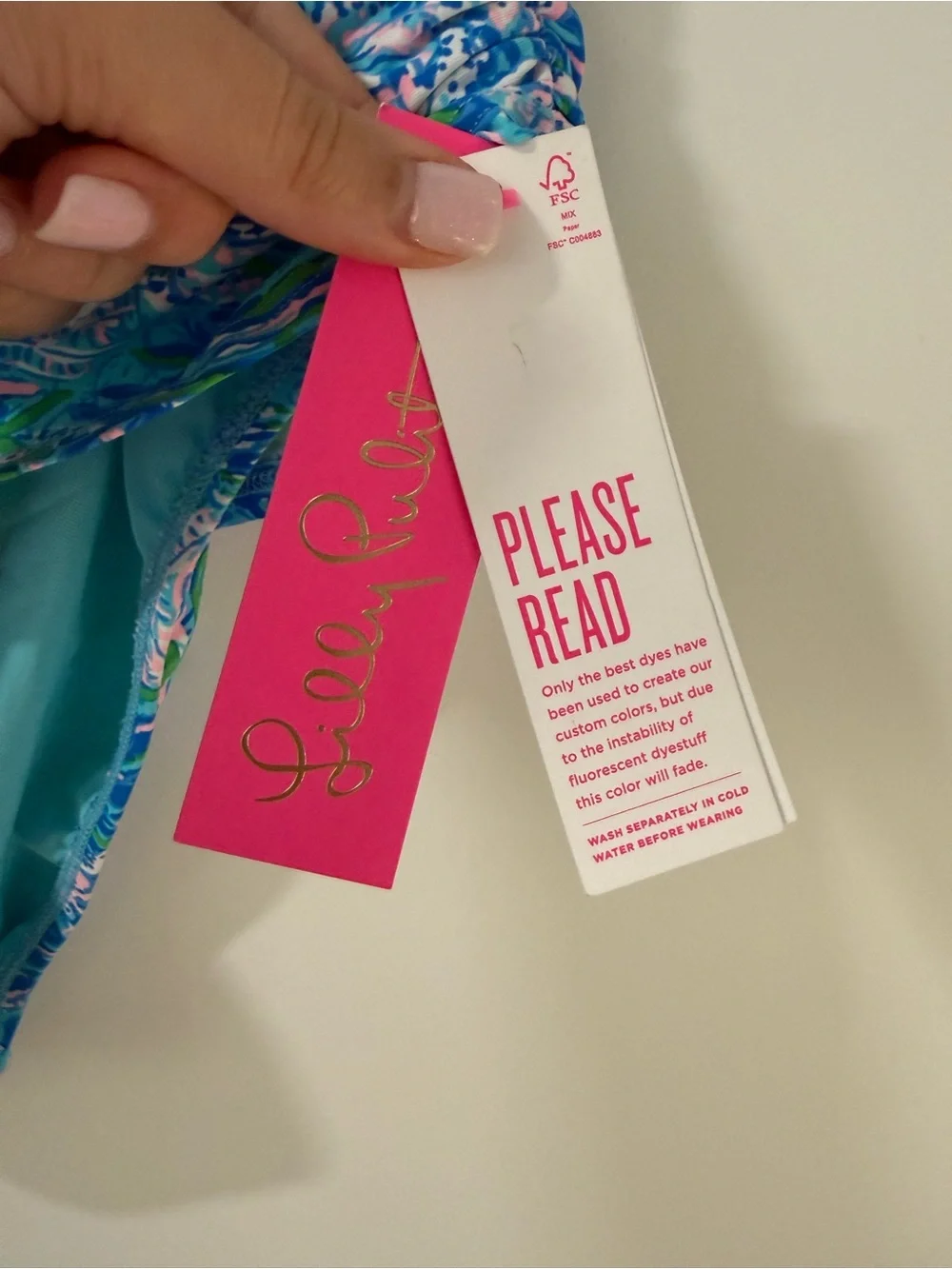 Lilly Pulitzer bikini tags liner