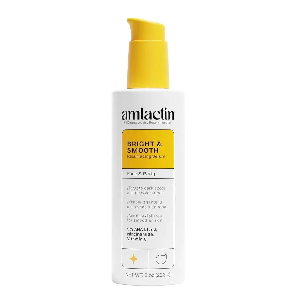 AmLactin Bright & Smooth Resurfacing Serum Face & Body 8 oz Lactic Acid White