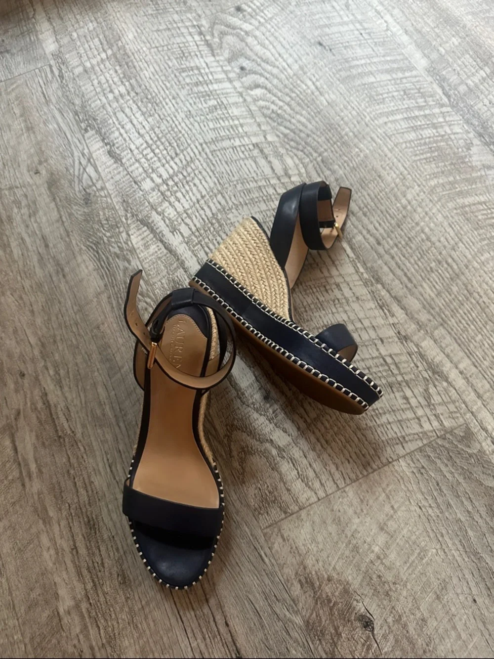 Lauren Ralph Lauren Navy Espadrille Wedge Sandals