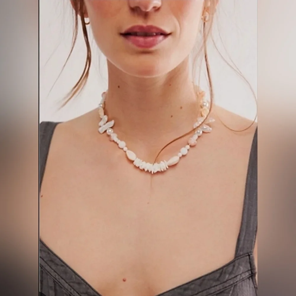 Free People × Galley Los Angeles,  Summertime Necklace -Beachy Pucca Ivory NWOT
