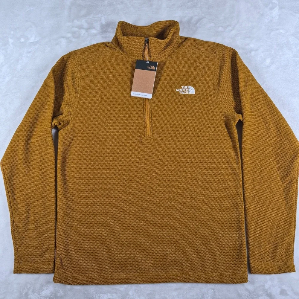 The North Face Textured Cap Rock 1/4 Zip Pullover Men's‎ Medium Tan Casual NWT