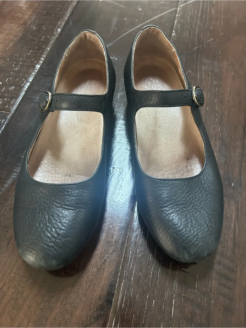 Dansko Black Leather Mary Jane Flats with Buckle