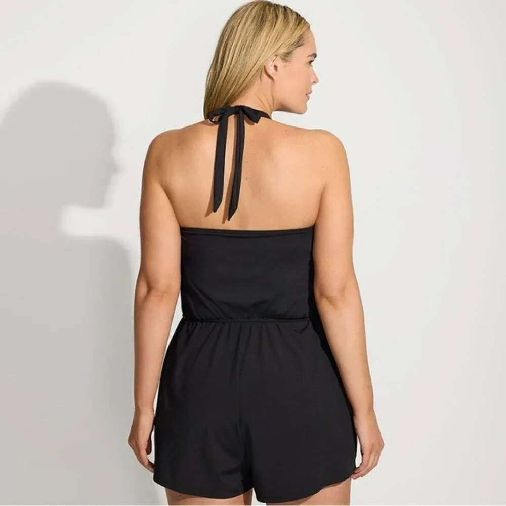 Lands end halter romper swimsuit one piece xs  2-4